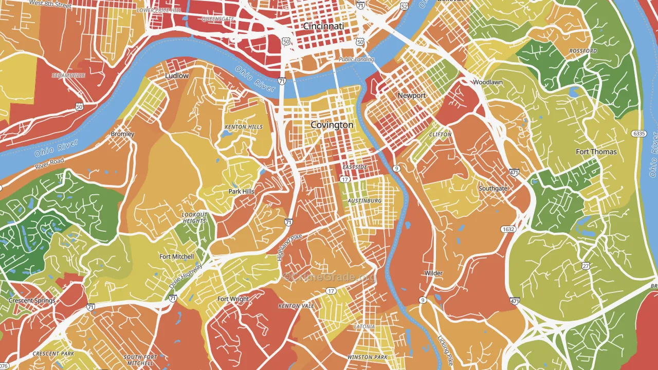 Covington, KY Map of Theft Rates