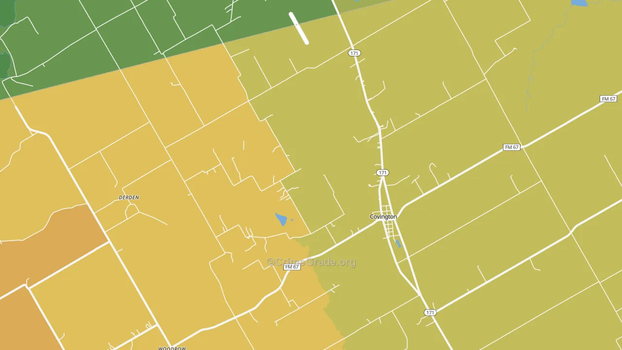 Covington, TX Map of Theft Rates