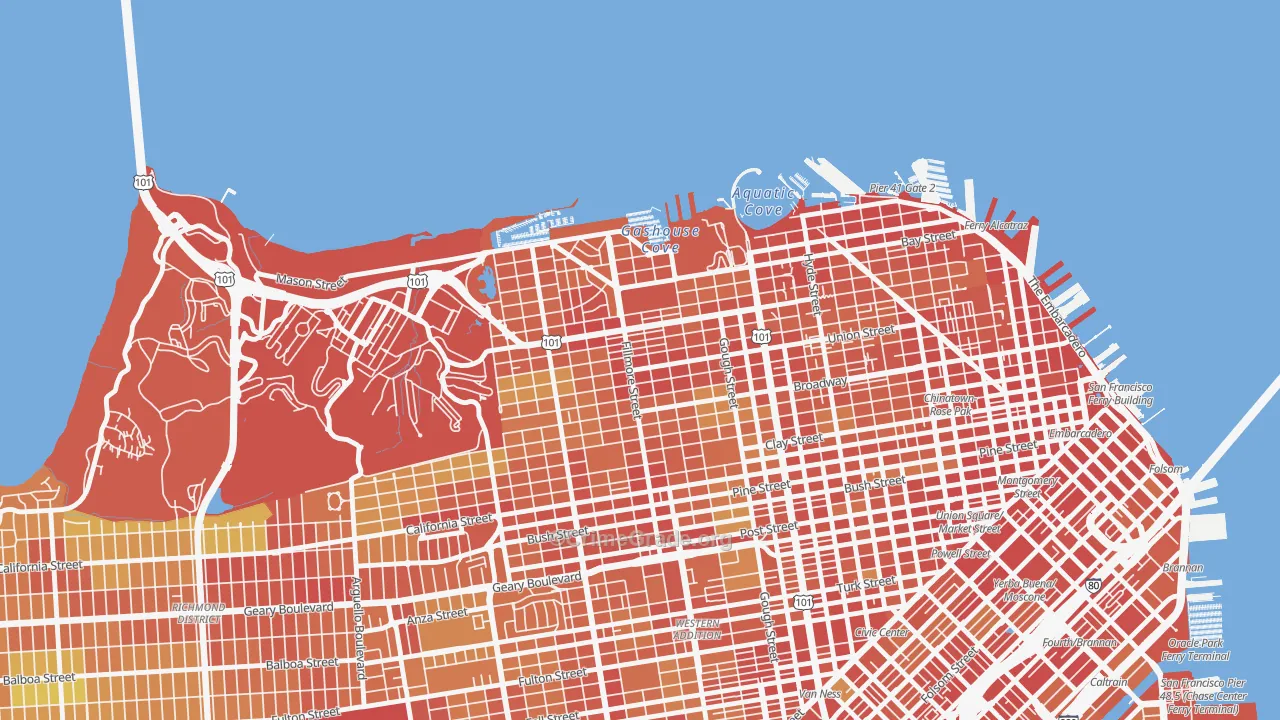 Cow Hollow, San Francisco, CA Map of Theft Rates