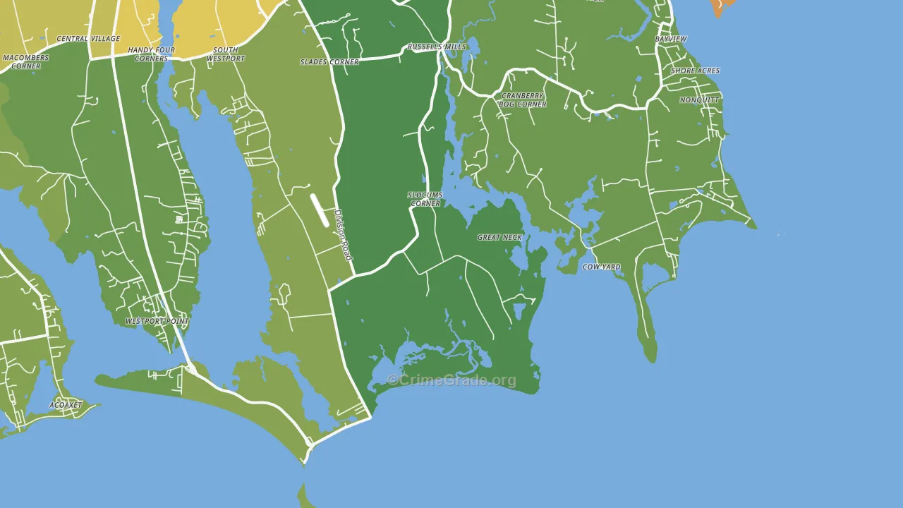 Cow Yard, MA Map of Theft Rates