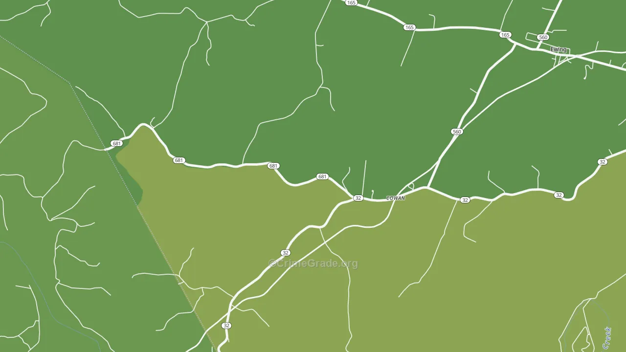 Cowan, KY Map of Theft Rates