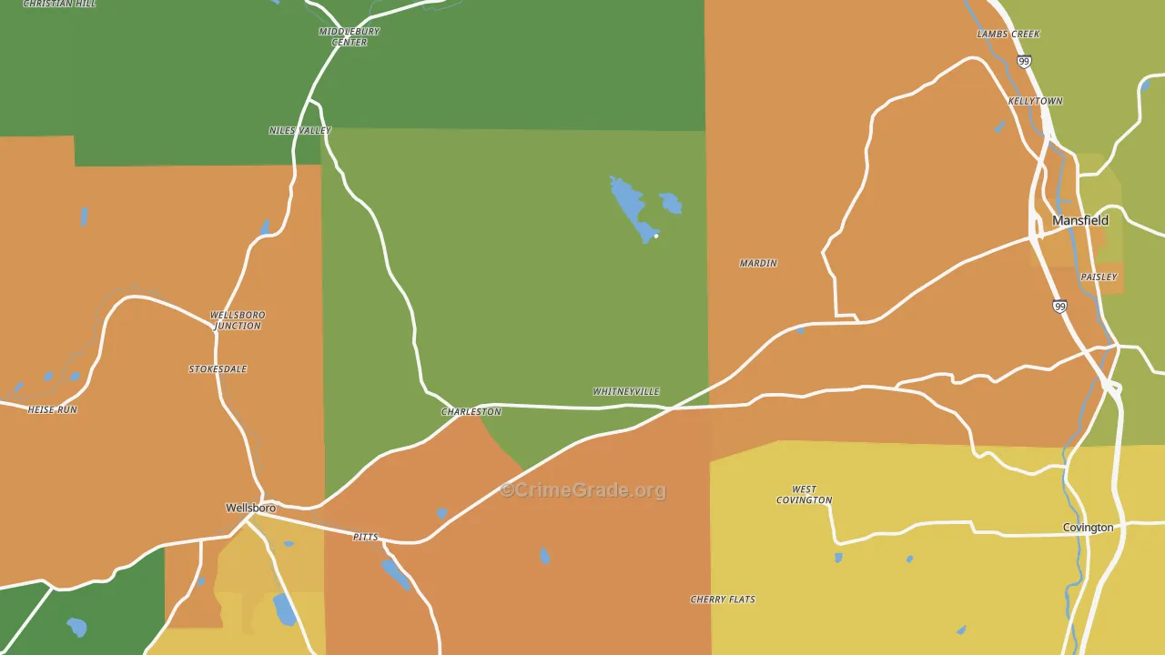 Cowanesque, PA Map of Theft Rates