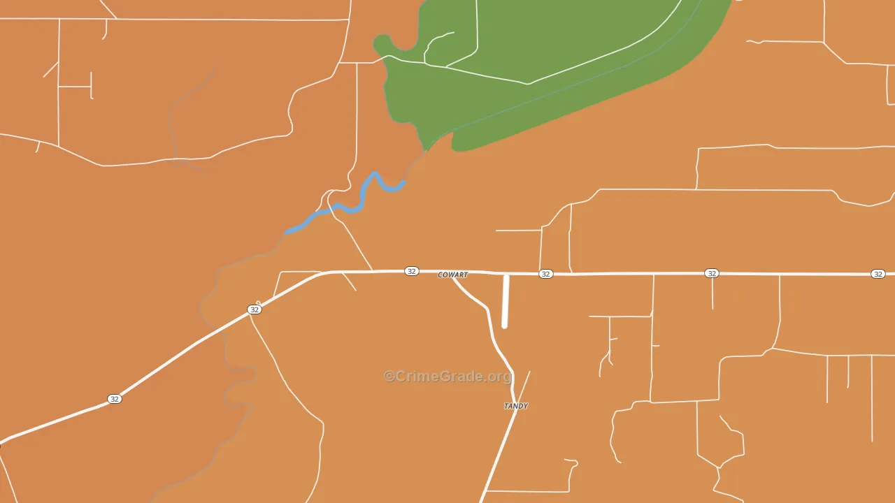 Cowart, MS Map of Theft Rates