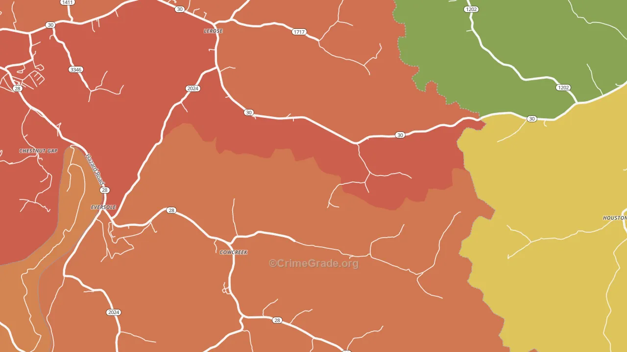 Cowcreek, KY Map of Theft Rates
