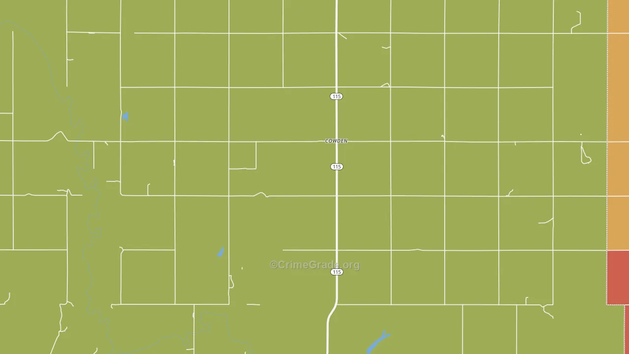 Cowden, OK Map of Theft Rates