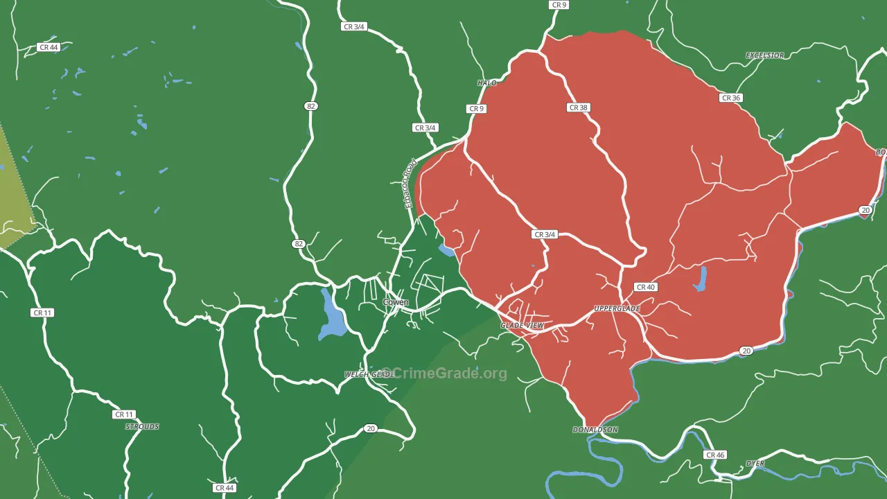Cowen, WV Map of Theft Rates