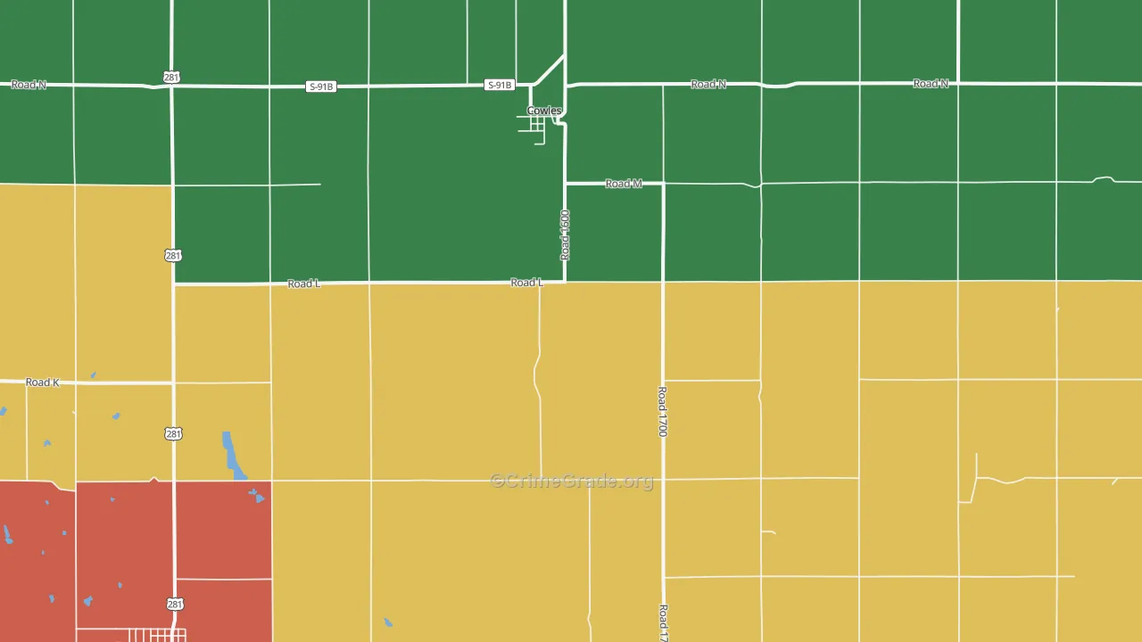 Cowles, NE Map of Theft Rates