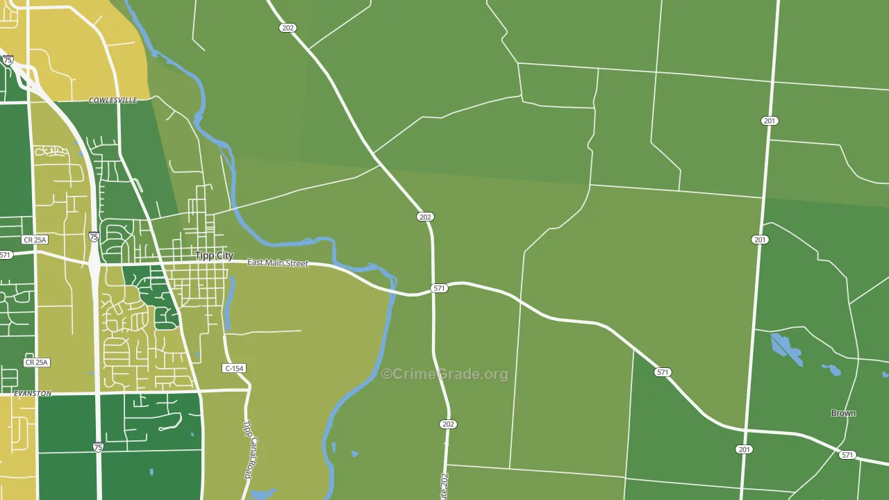 Cowlesville, OH Map of Theft Rates