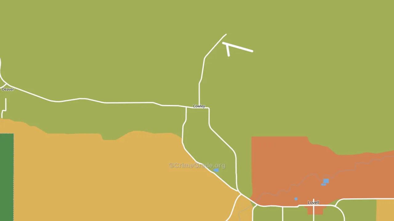 Cowley, WY Map of Theft Rates