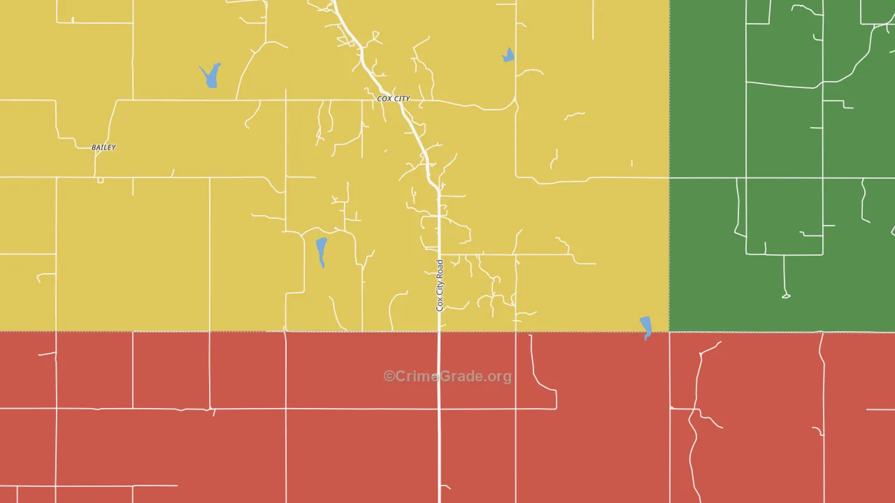 Cox City, OK Map of Theft Rates