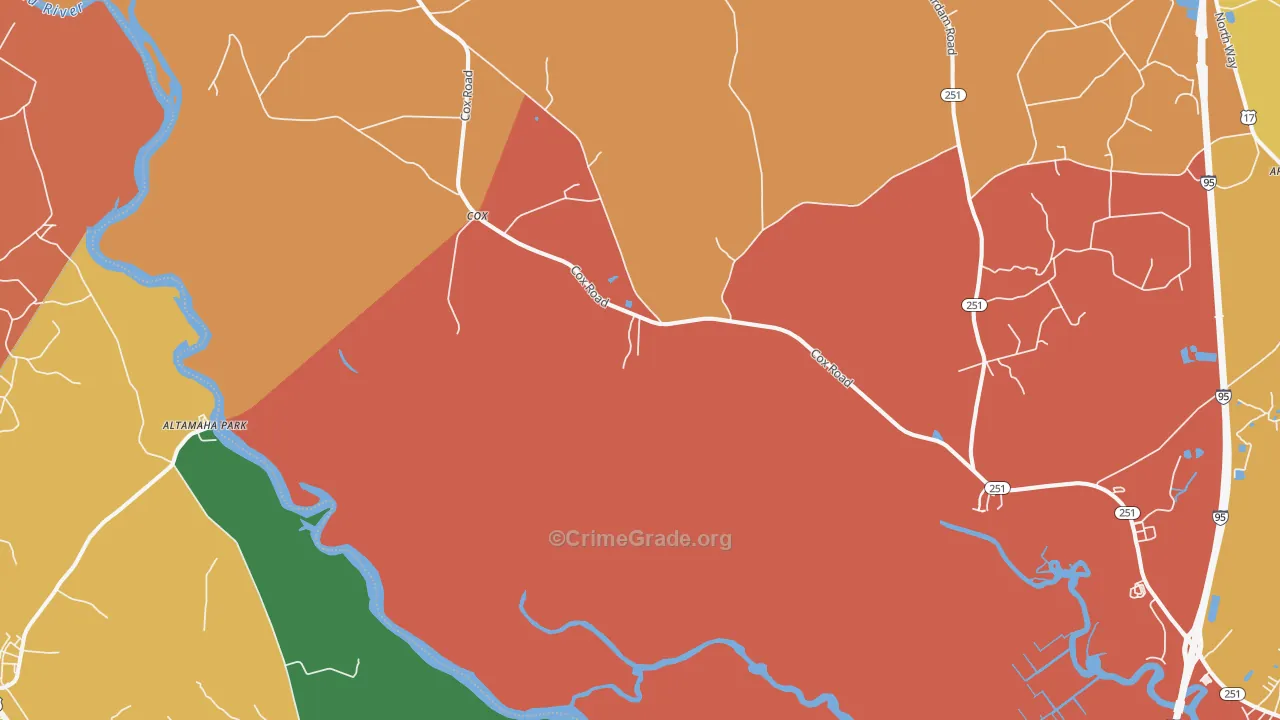 Cox, GA Map of Theft Rates