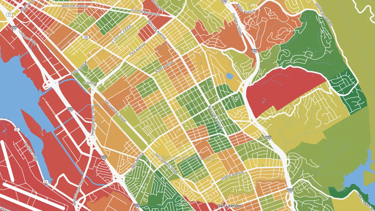Cox, Oakland, CA Map of Theft Rates