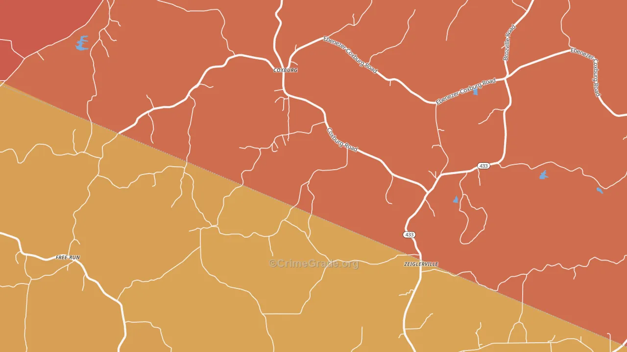 Coxburg, MS Map of Theft Rates