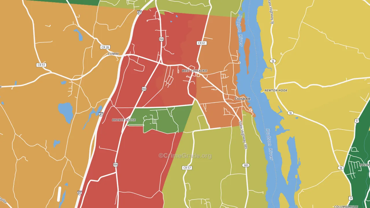 Coxsackie, NY Map of Theft Rates