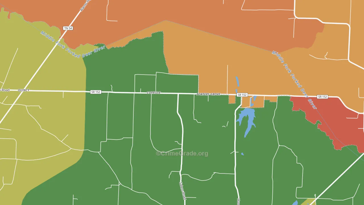 Coxville, TN Map of Theft Rates