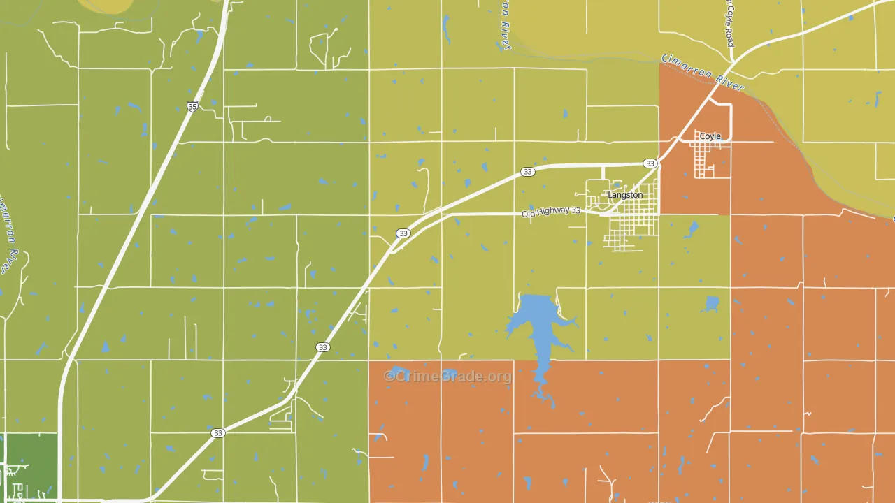 Coyle, OK Map of Theft Rates