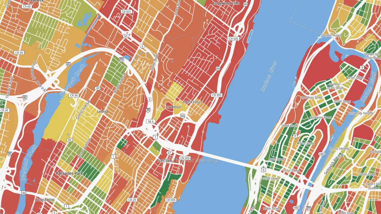 Coytesville, Fort Lee, NJ Map of Theft Rates
