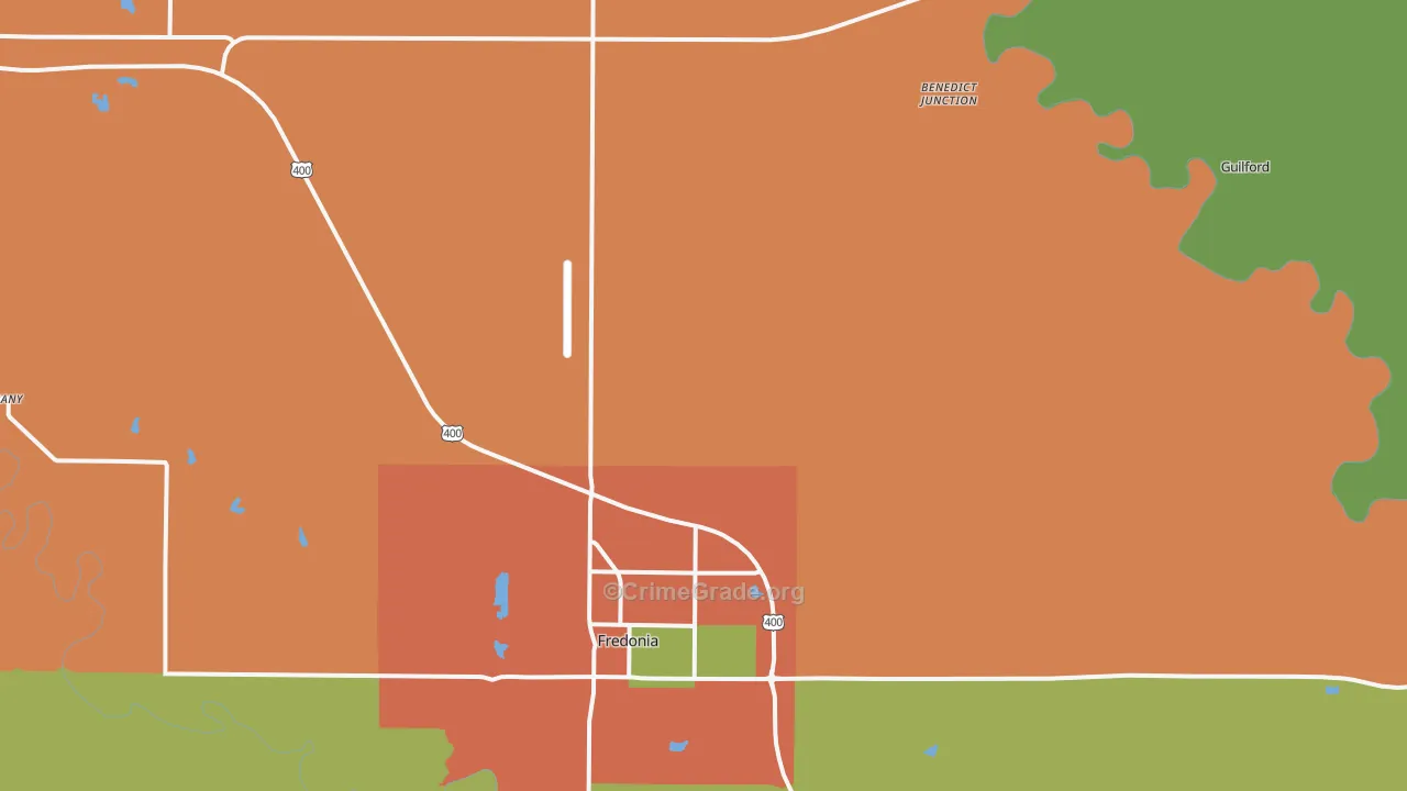 Coyville, KS Map of Theft Rates