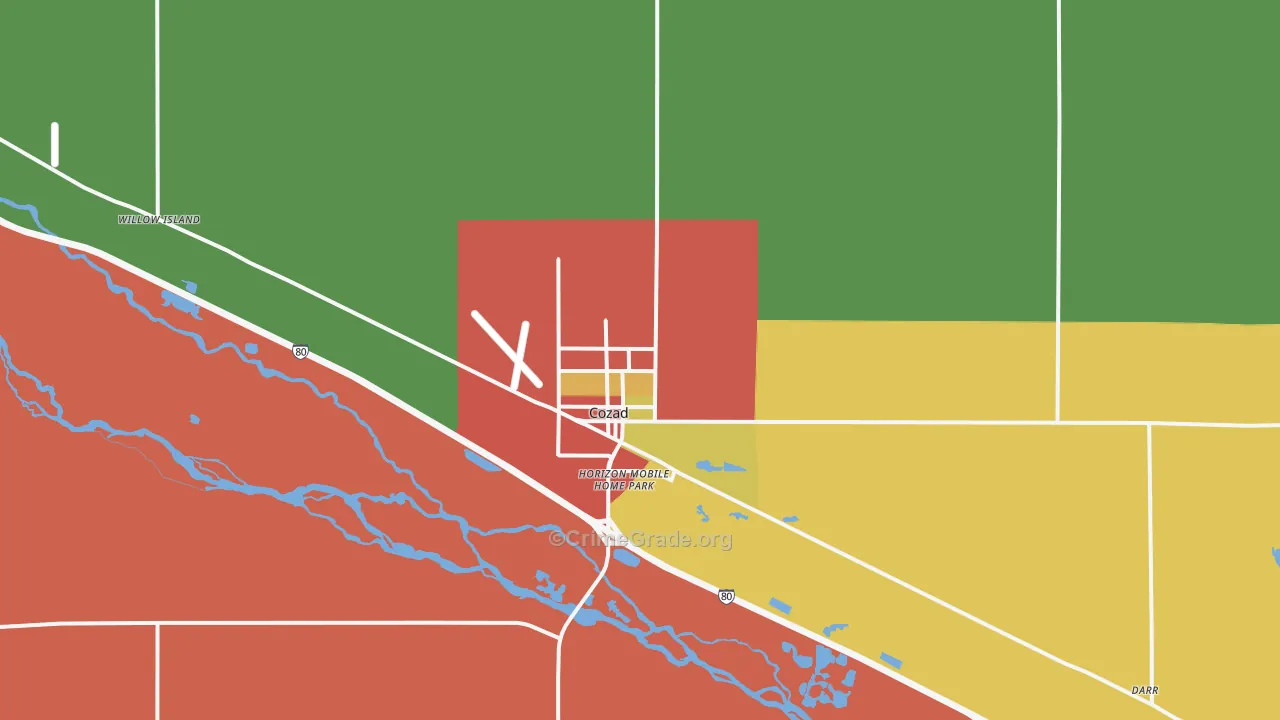 Cozad, NE Map of Theft Rates