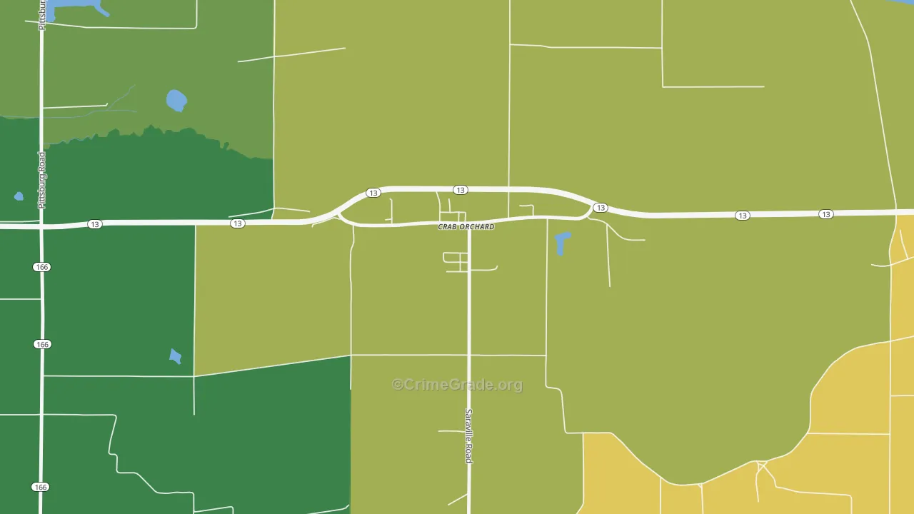 Crab Orchard, IL Map of Theft Rates
