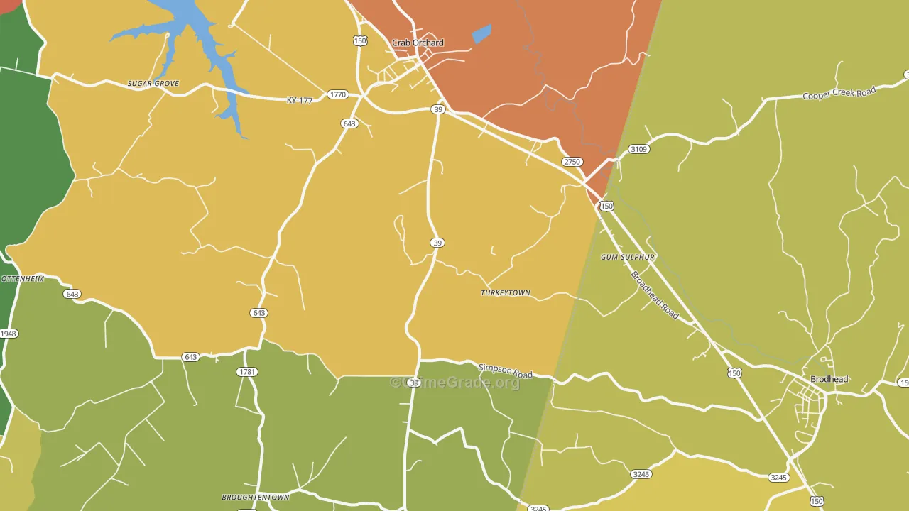 Crab Orchard, KY Map of Theft Rates