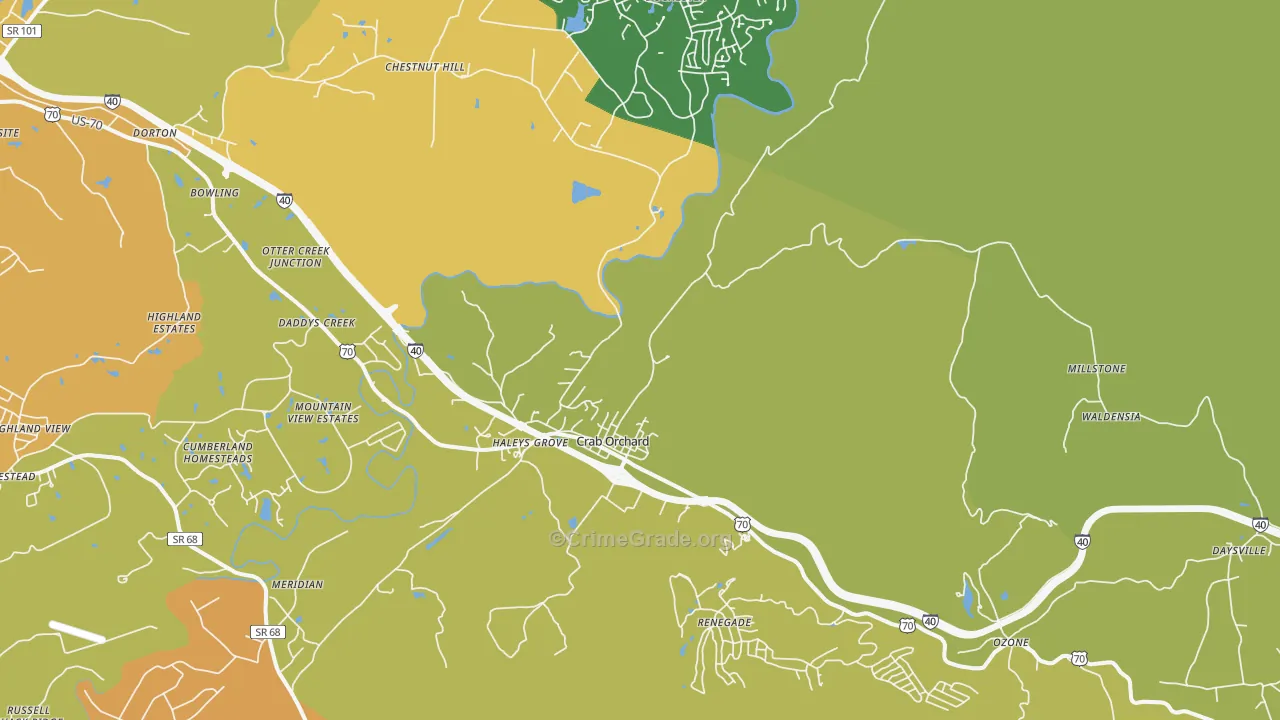 Crab Orchard, TN Map of Theft Rates