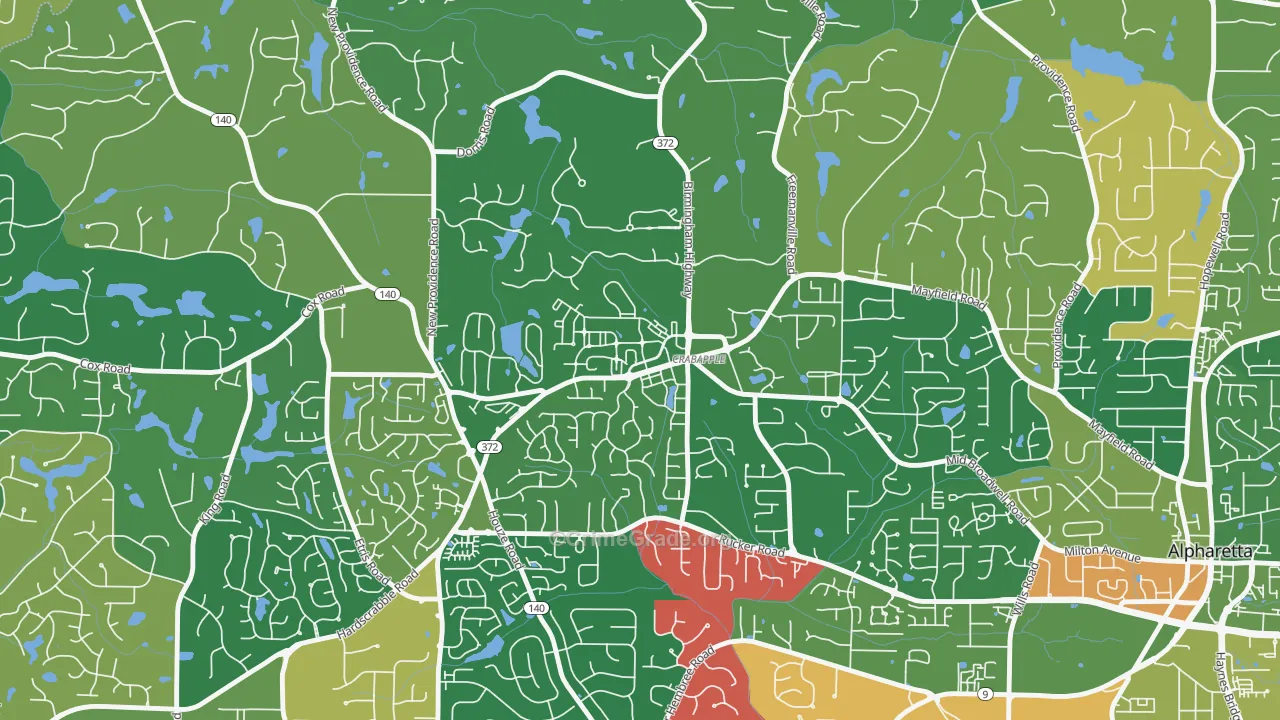 Crabapple, Milton, GA Map of Theft Rates