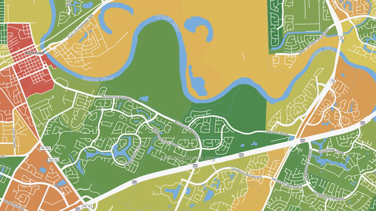 Crabb, TX Map of Theft Rates