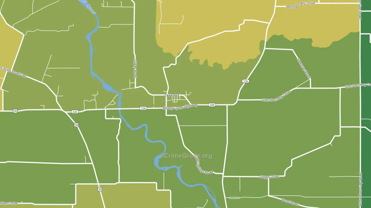 Crabtree, OR Map of Theft Rates