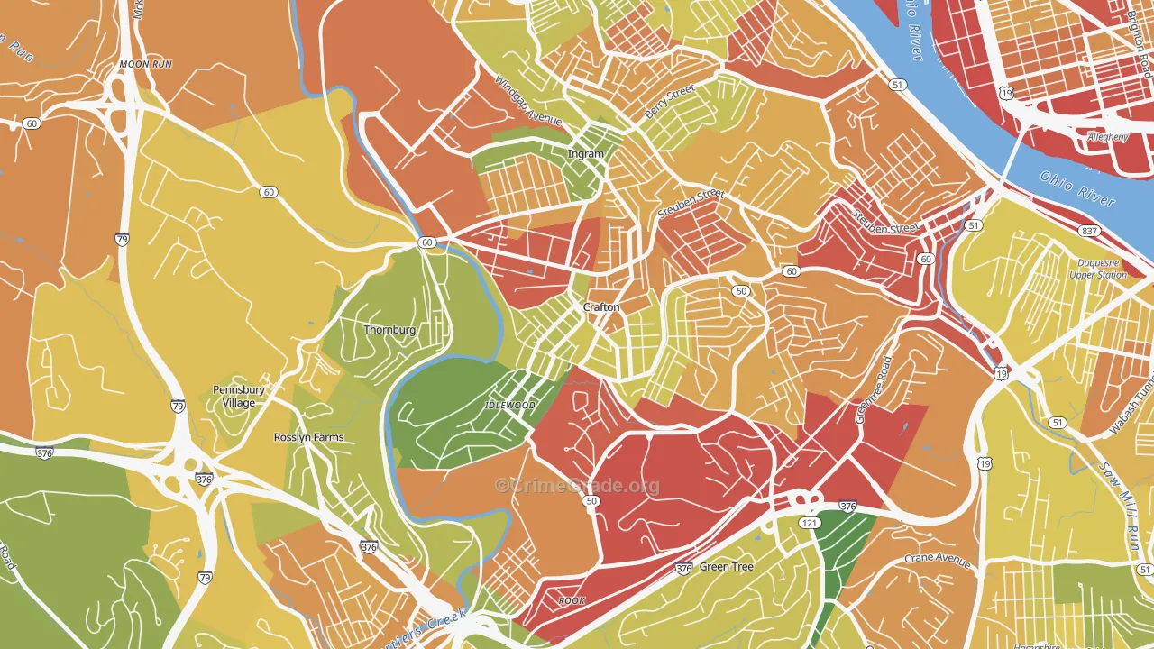 Crafton, PA Map of Theft Rates