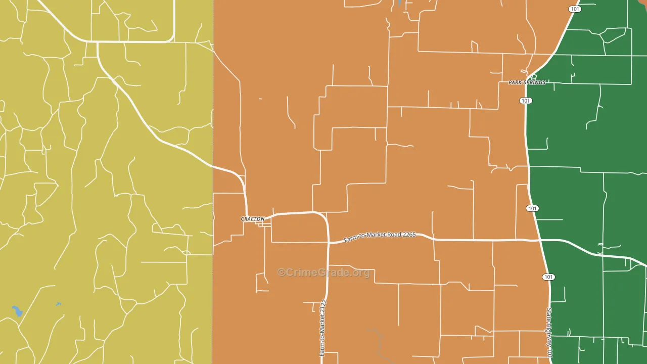 Crafton, TX Map of Theft Rates