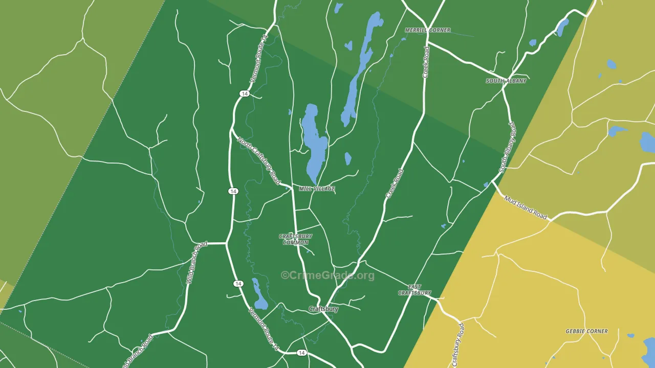 Craftsbury Common, VT Map of Theft Rates