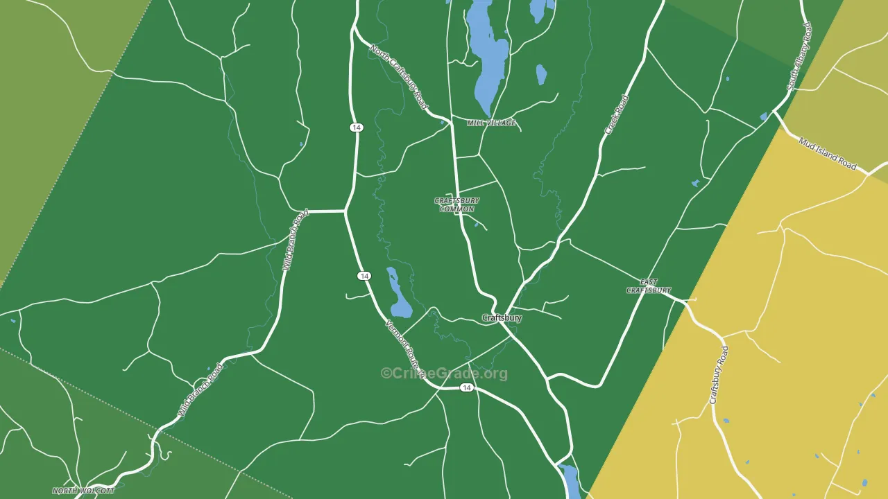 Craftsbury, VT Map of Theft Rates
