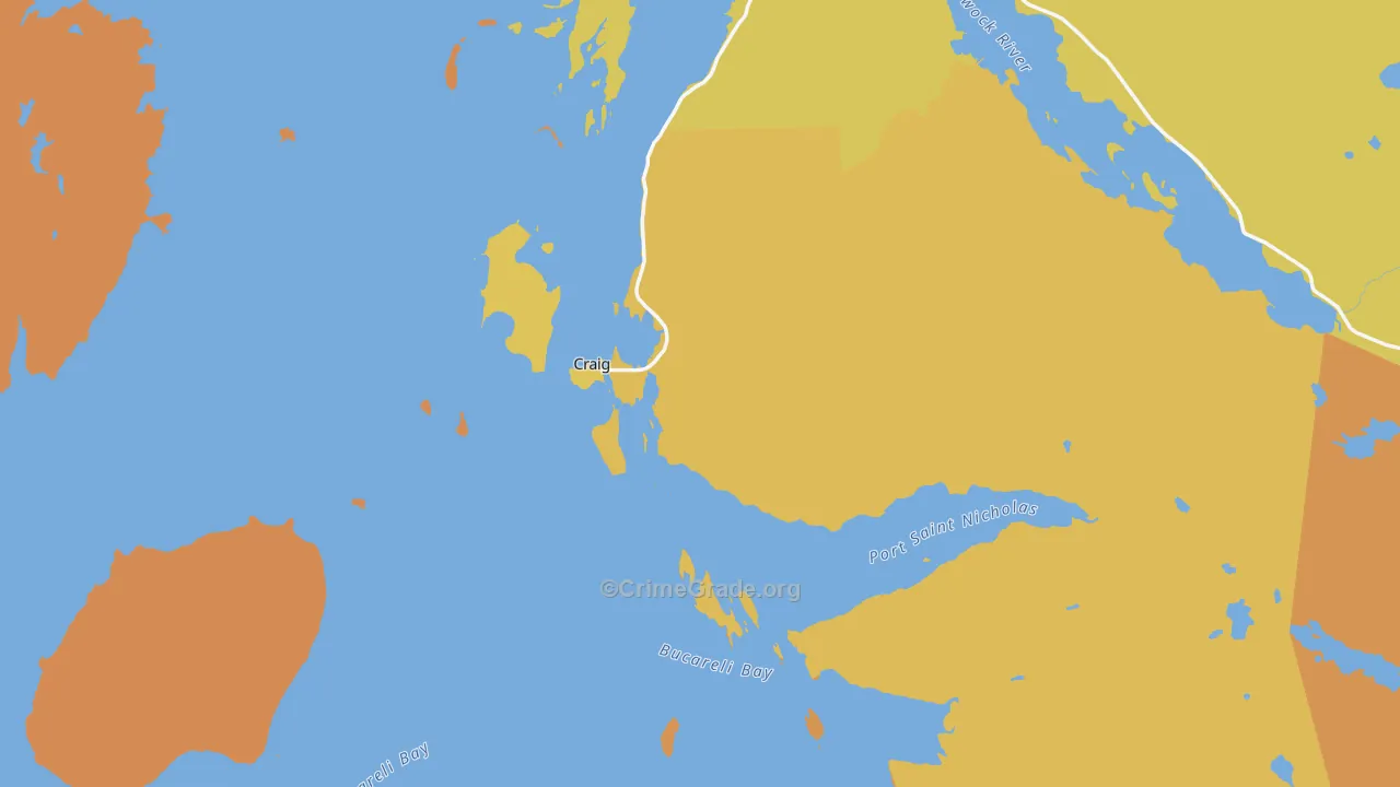Craig, AK Map of Theft Rates