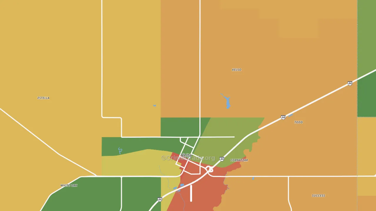 Craig County, OK Map of Theft Rates