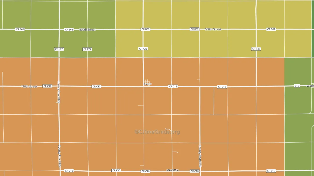 Craig, IA Map of Theft Rates