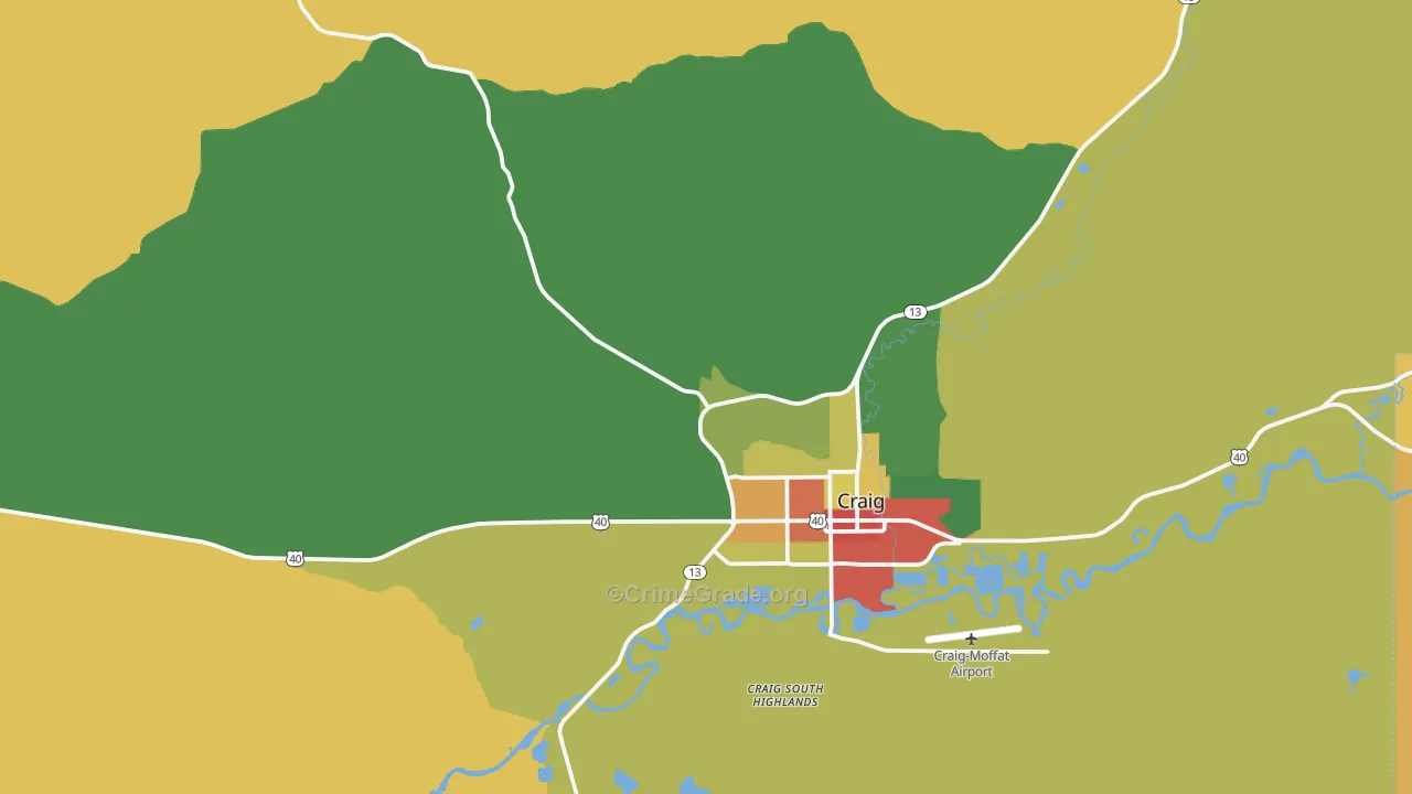 Craig South Highlands, CO Map of Theft Rates