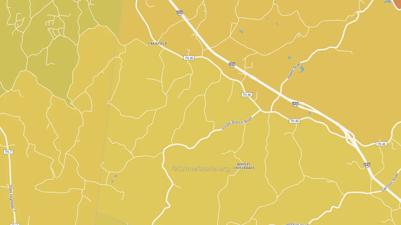 Craigfield, TN Map of Theft Rates
