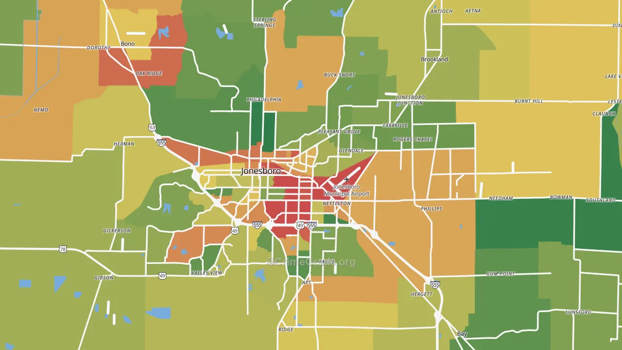 Craighead County, AR Map of Theft Rates