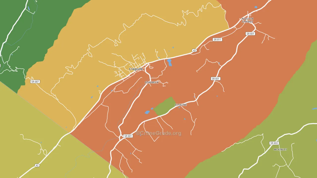 Craigsville, VA Map of Theft Rates