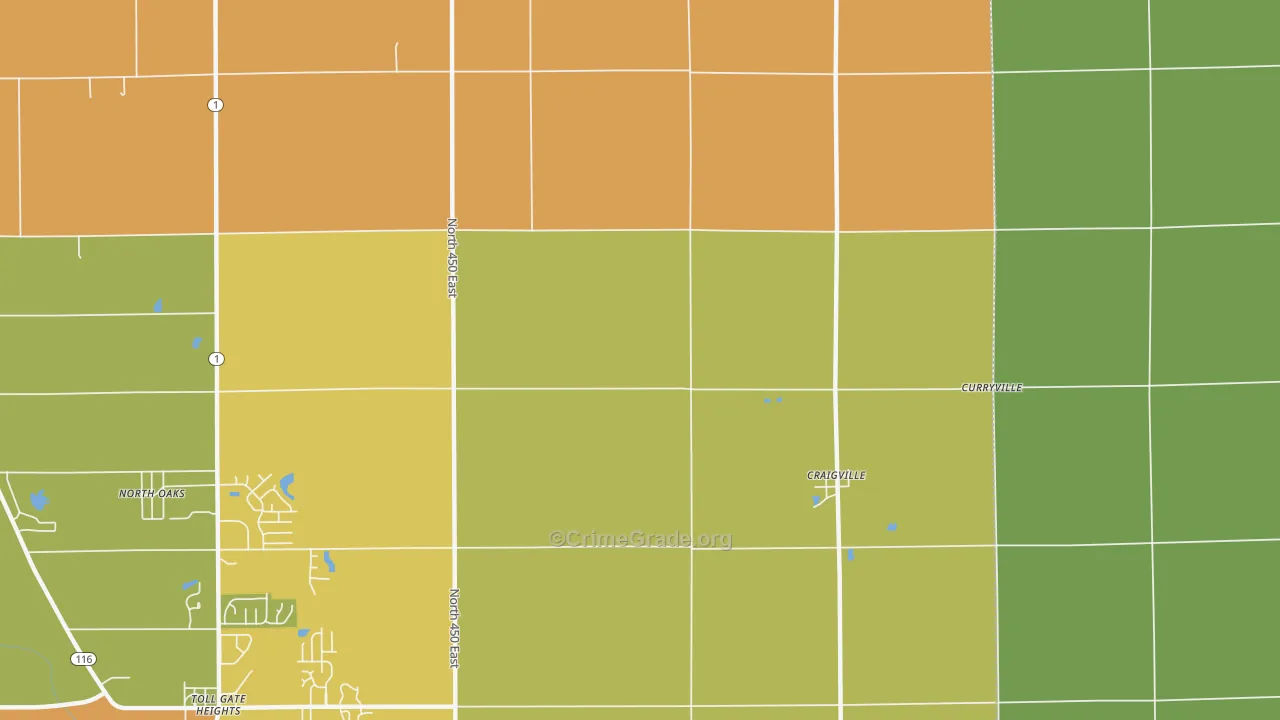 Craigville, IN Map of Theft Rates