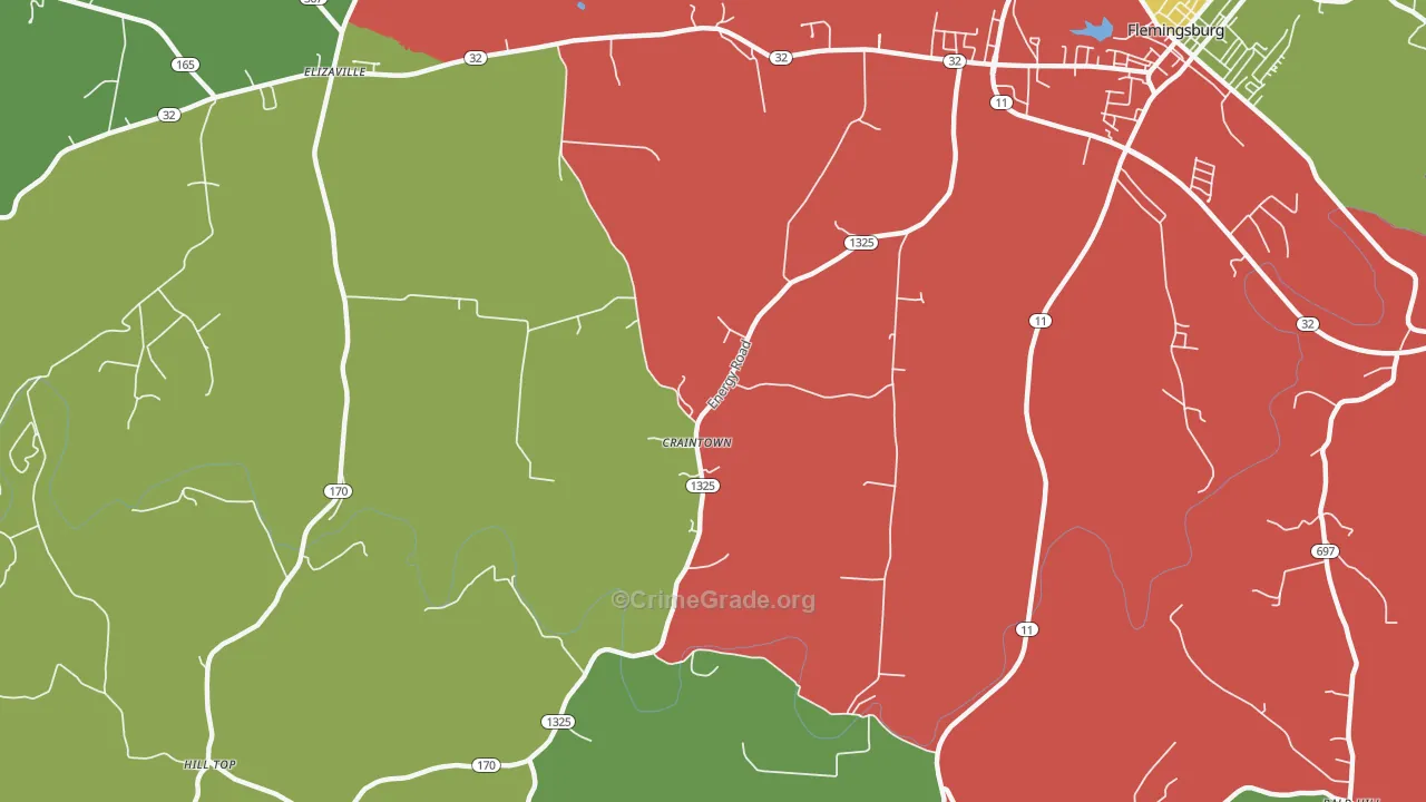 Craintown, KY Map of Theft Rates