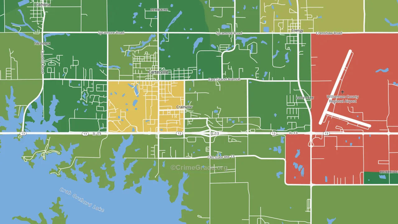 Crainville, IL Map of Theft Rates