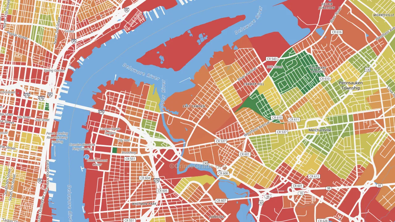 Cramer Hill, Camden, NJ Map of Theft Rates