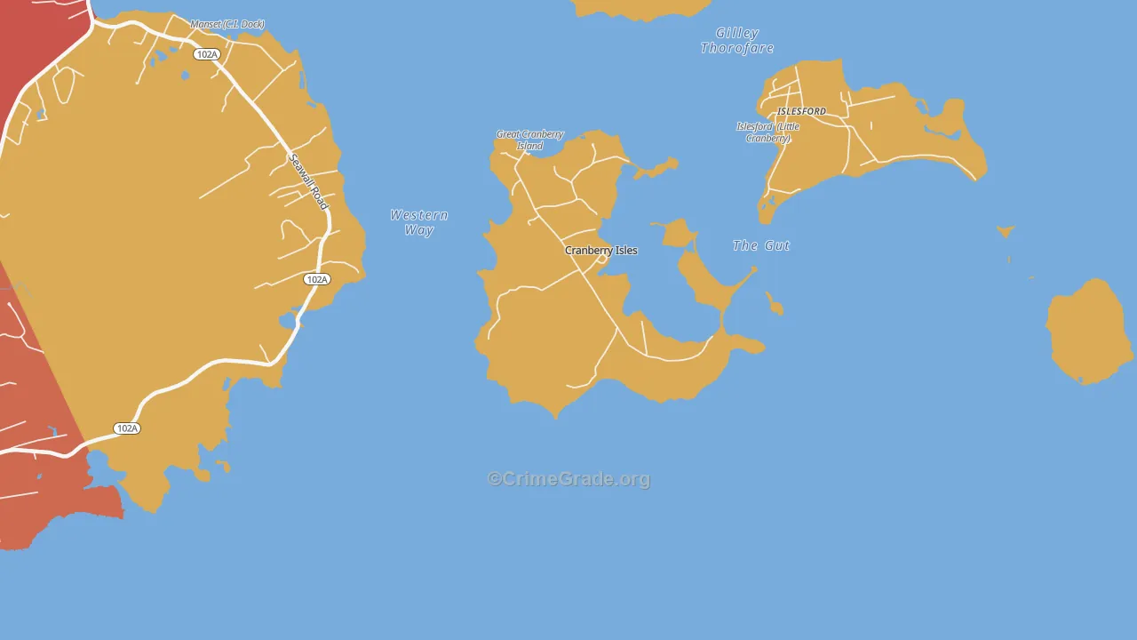 Cranberry Isles, ME Map of Theft Rates