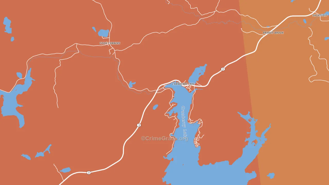 Cranberry Lake, NY Map of Theft Rates