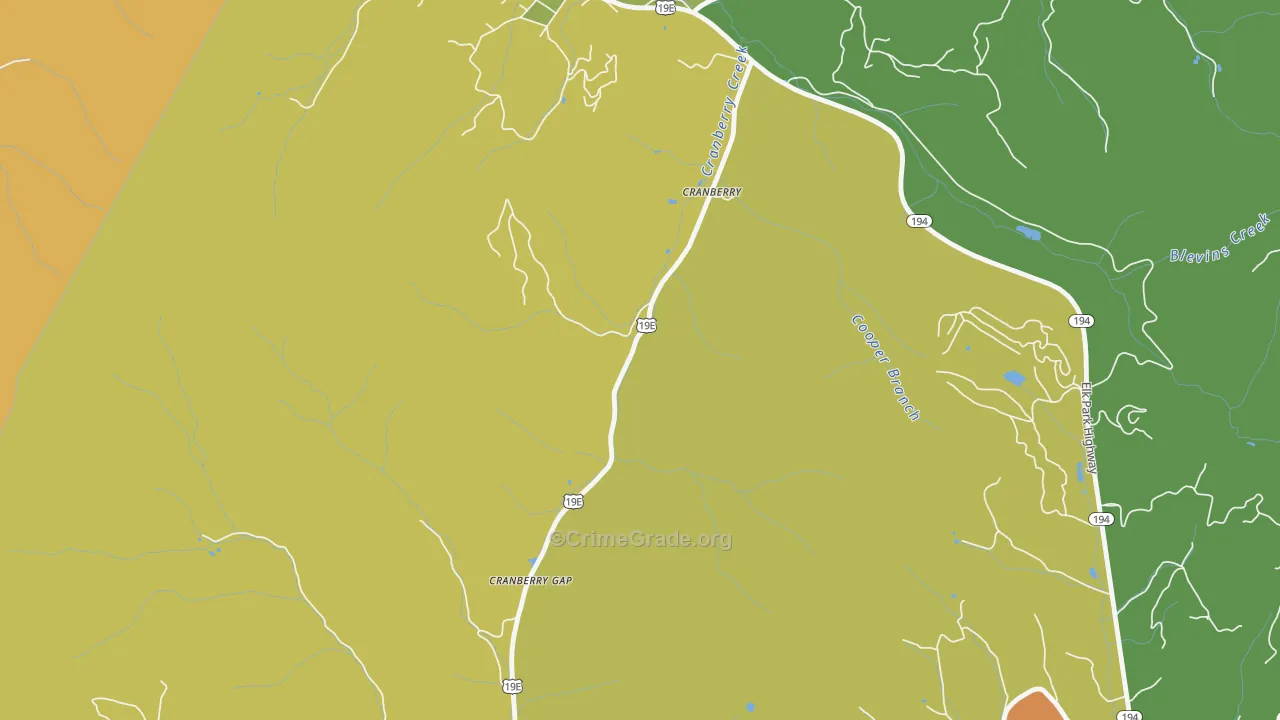 Cranberry, NC Map of Theft Rates