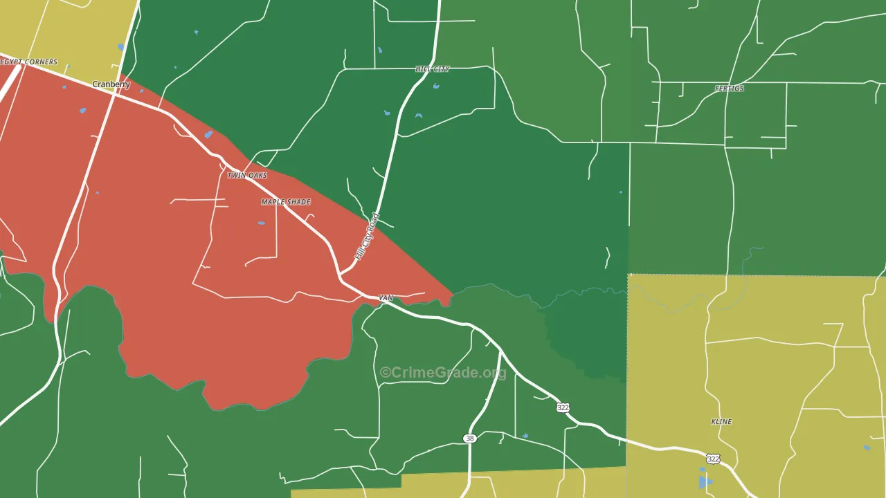 Cranberry, PA Map of Theft Rates