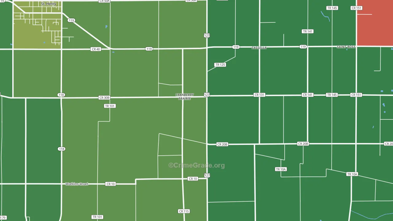 Cranberry Prairie, OH Map of Theft Rates