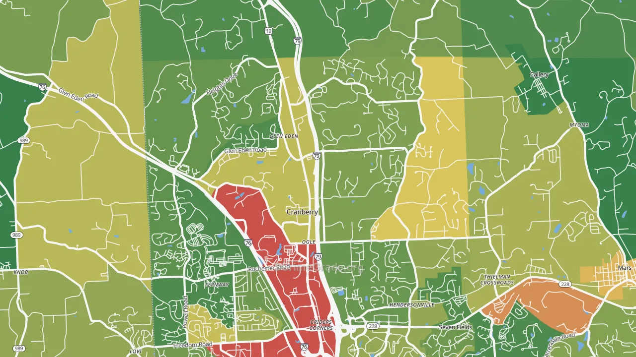 Cranberry Twp, PA Map of Theft Rates